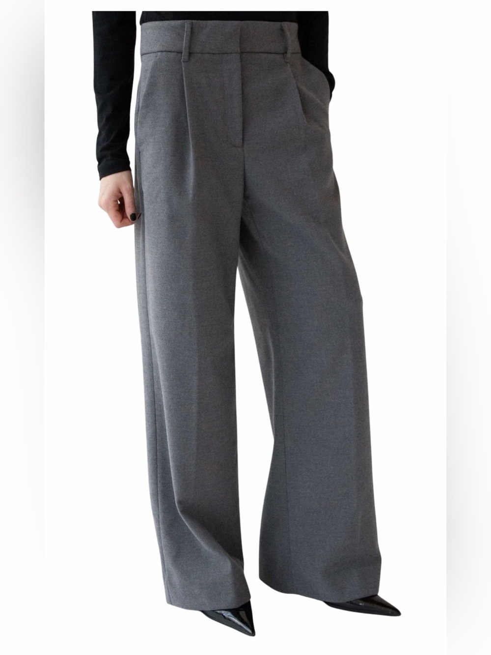 Wide-Leg High-Waist Gray Trousers